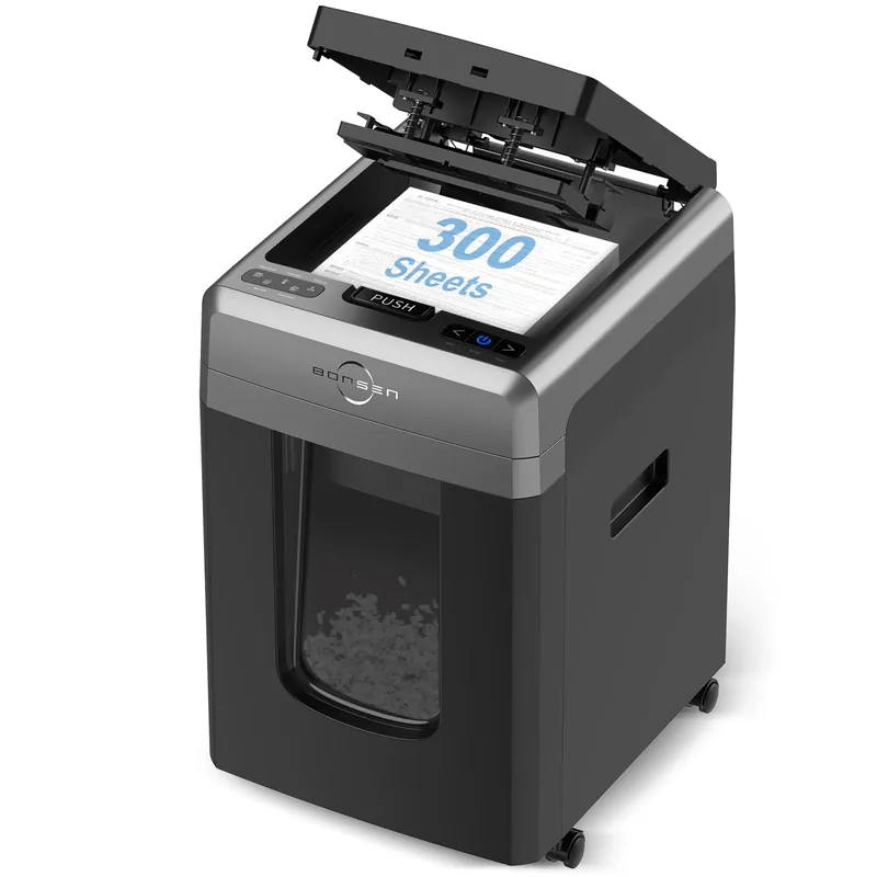 300-Sheet Auto Feed Paper Shredder, 60 Minutes Non-Stop Commercial Grade Heavy Duty Shredders for Office