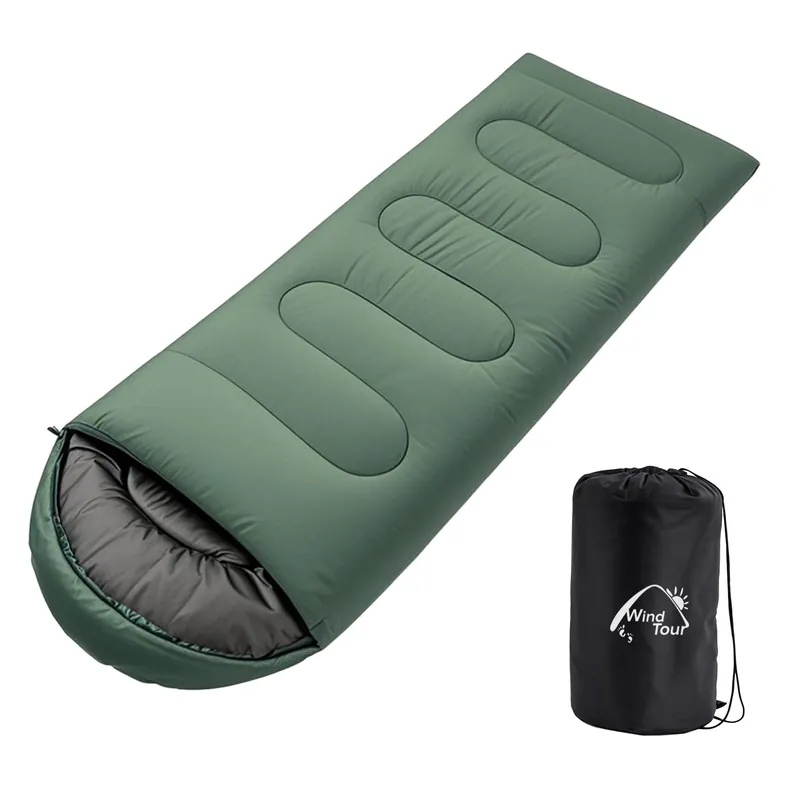 Wind Tour 3 Season Lightweight Waterproof Sleeping Bag Indoor & Outdoor for Hiking Backpacking Camping Traveling (2.2 lb Green)