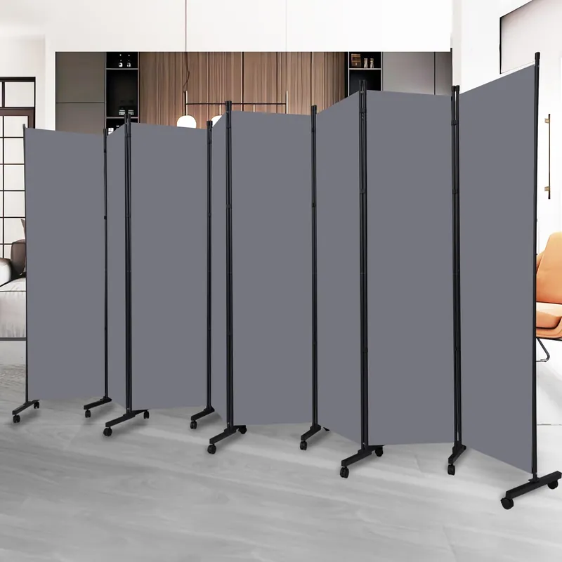 Room Divider Folding Privacy Screens with Lockable Wheels, 176‘‘ Fabric Partition Room Dividers Freestanding Room Divider