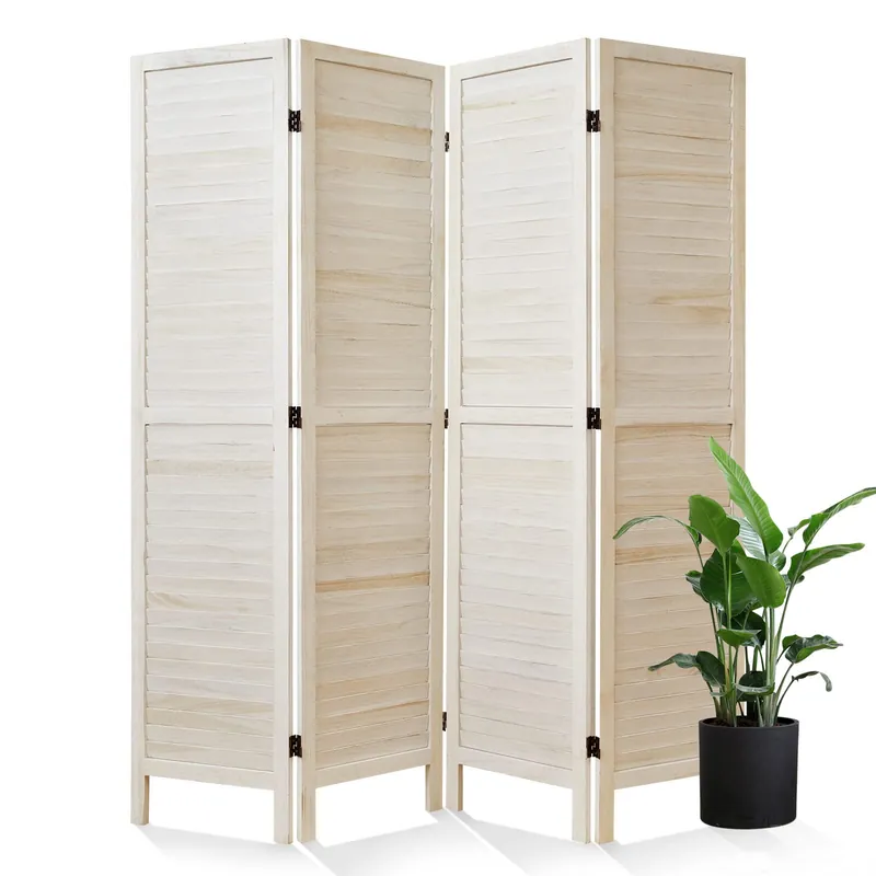 Room Dividers and Folding Privacy Screens, Wood Louvered Separators Divider Wall for Home Office