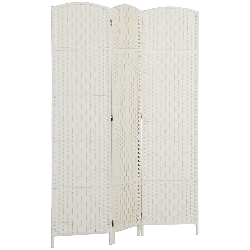 Room Divider 3 Panel, 6FT Tall Folding Privacy Screen, Freestanding Hand-Woven Partition for Room Separation with 360°