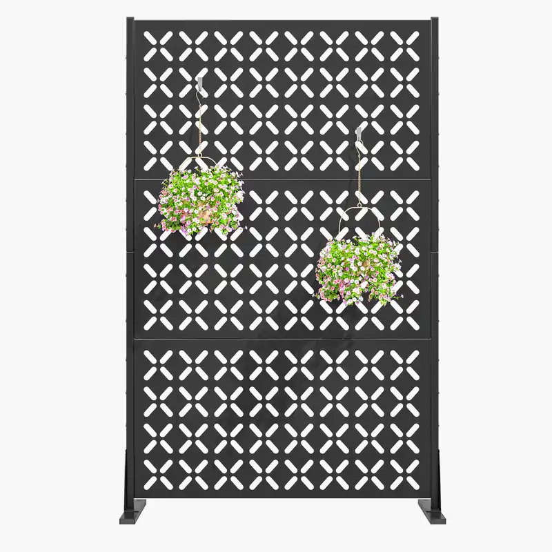 72 Inch Metal Outdoor Privacy Screen Panel, Decorative Privacy Fence for Patio, Garden & Yard, Trash Can Fence Screen,