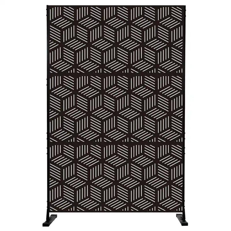 Privacy Screen 74" H x 47.2" W Decorative Outdoor Divider with Stand Panels Freestanding Screen Set for Deck