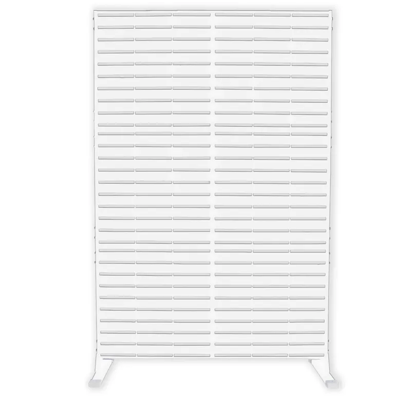 Kozyard Metal Privacy Screen 74" H x 47.2" W Decorative Outdoor Divider with Stand Panels Freestanding Screen Set for Deck Patio