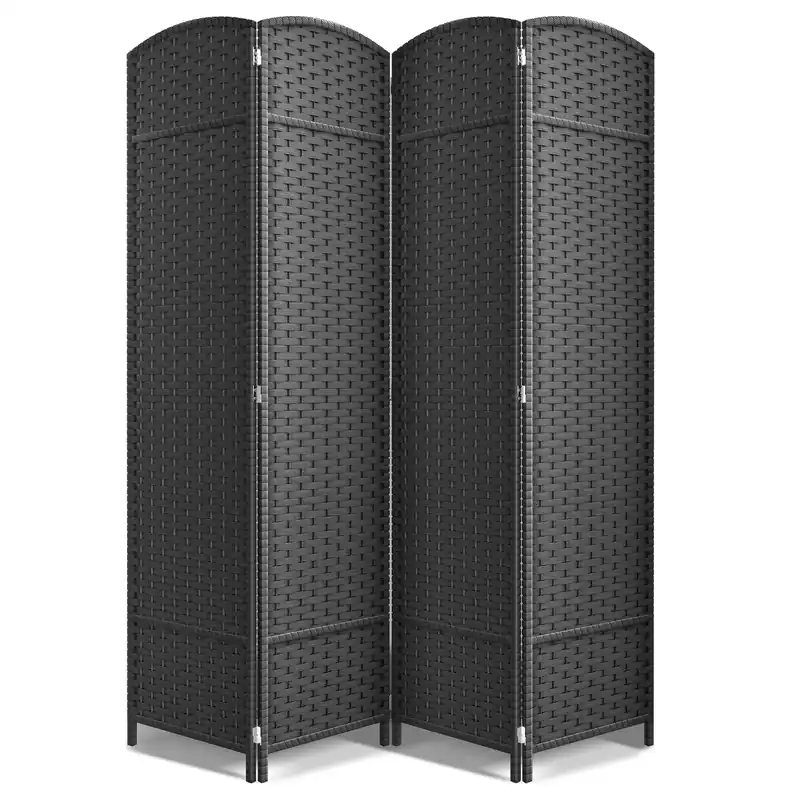 4 Panel Room Divider 6 ft. Tall - Privacy Screen, Extra Wide Double Hinged Panels, Mesh Hand-Woven Design