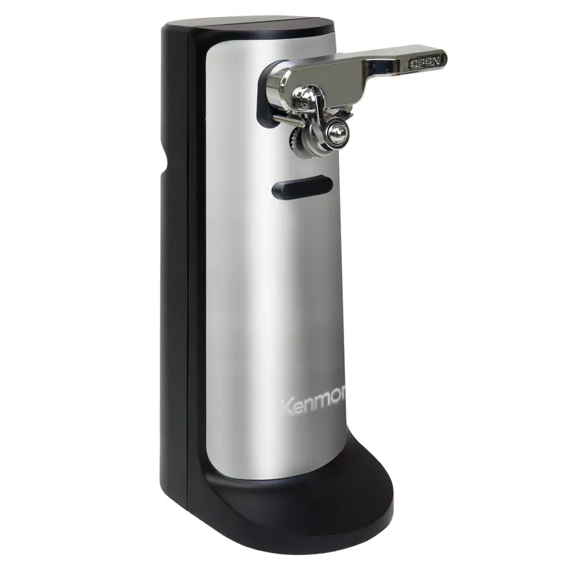 Kenmore Electric Can Opener - Arthritis-Friendly, Bottle Opener, Knife sharpener, Latas Abrelatas, Cord Storage, Automatic Countertop Appliance Stainless Steel Detachable Cutting Lever