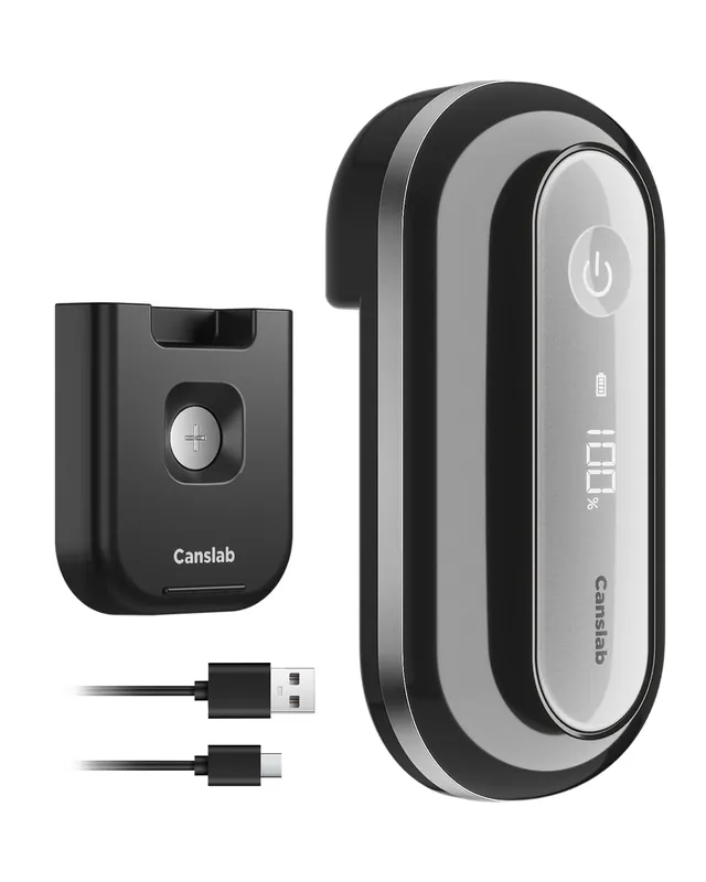 Canslab RETRO Electric Can Opener, Auto-Stop One-Touch Operation, USB Rechargeable with LED Battery Track, Side Cut Smooth Edge Can Opener for Seniors with Arthritis, Wall-Mountable Small Size, Black