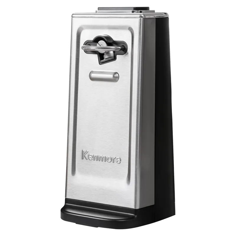 Kenmore Electric Can Opener – Smooth Edge, Automatic Side-Cut Blade, Extra-Tall Design for Regular & Pop-Top Cans, Easy One-Touch Operation, Black & Stainless Steel