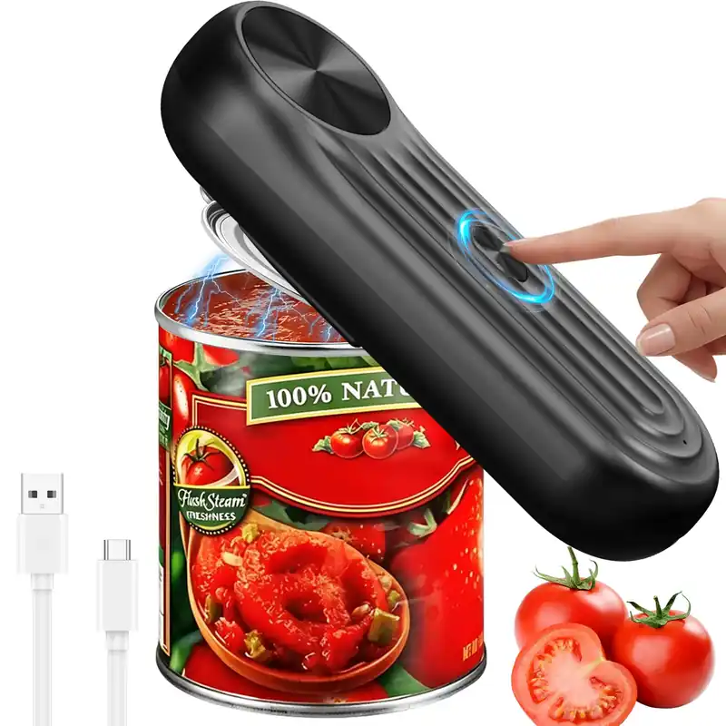 One-Touch Rechargeable Cordless Electric Can Opener, Auto-Stop Smooth-Edge Lid Cutter, Hands-Free Gadget Fits Food, Pet & Soda Cans – for Seniors & Arthritis (Black)
