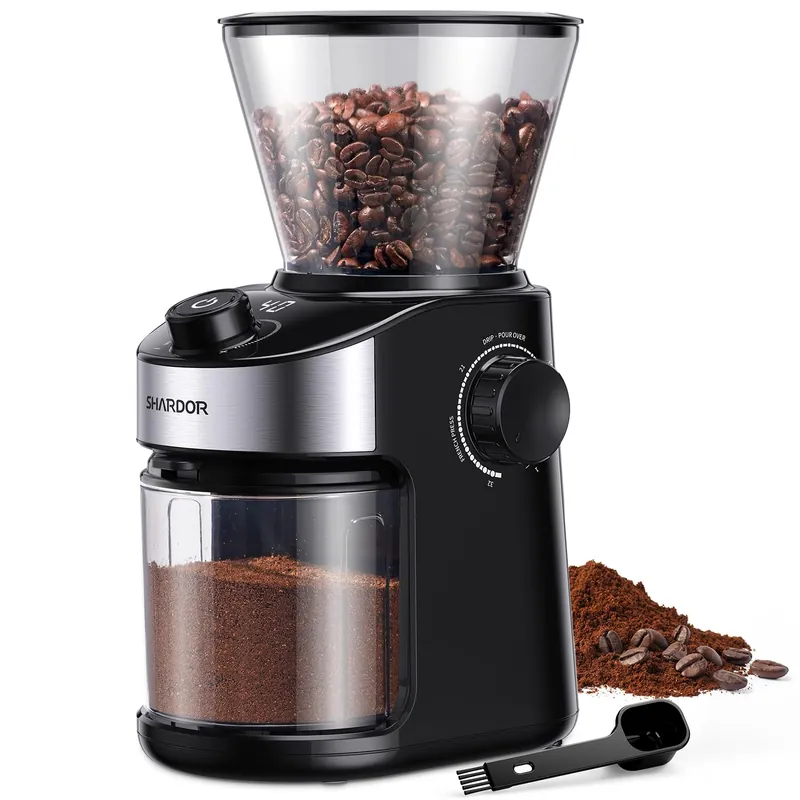 SHARDOR Burr Coffee Grinder Electric with 32 Grinding Sizes 3.0,Coffee Bean Grinder with 40 Seconds Adjustable Electronic Timer, Coffee Grinders for Home Use with Chamber Cleaning Button,Black