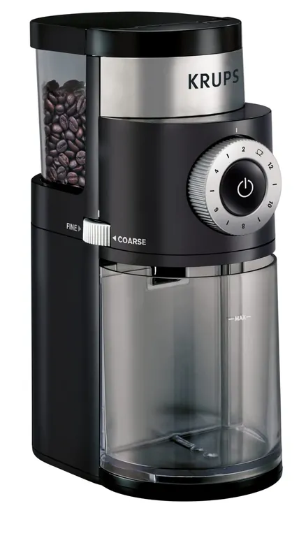 KRUPS Precision Burr Coffee Grinder 12 Settings, 8 oz Capacity for Drip, French Press, Espresso, Pour Over, Cold Brew - Stainless Steel, 110W, Auto-Stop, Easy Clean - Coffee Grinders for Home Use