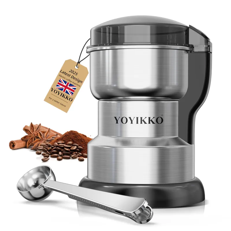 Electric Coffee Grinder 300W, Adjustable Grind, Espresso/Drip/Pour. Coffee Grinder for Coffee, Spices, and Other Foods (silvery-150)