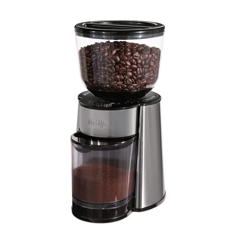 Mr. Coffee Automatic Burr Mill Coffee Grinder with 18 Custom Grinders Silver