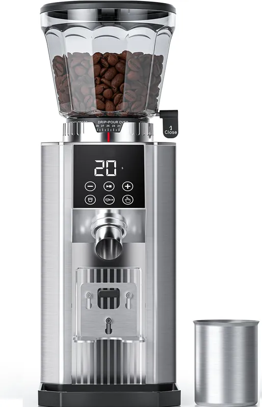 Burr Coffee Grinder with 45 Grind Settings, 40mm Conical Burr, Anti-Static Technology, Touchscreen Control, 300g Bean Hopper, Stainless Steel Body, for Espresso to French Press, Easy to Clean