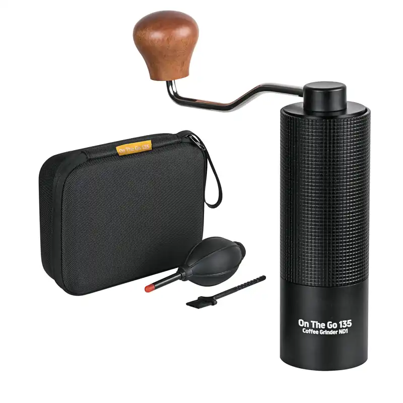 On The Go 135 Manual Coffee Grinder - Stainless Steel Conical Burr with Adjustable Setting, Double Bearing - Max Capacity 0.88oz, Hand Grinder for Home, Travel and Camping, and Gift