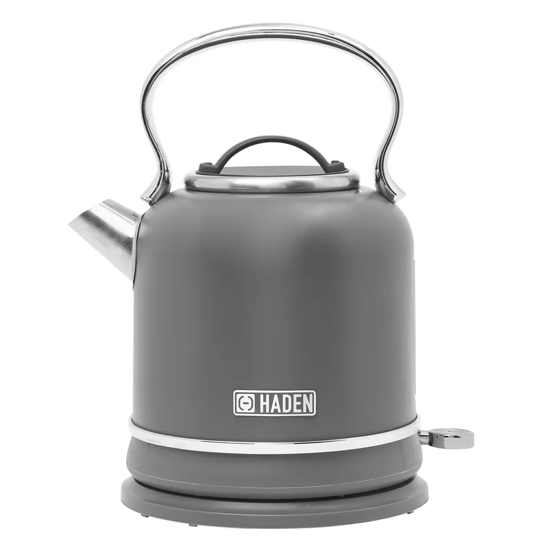 Haden Chelsea 1.7-Liter Stainless Steel Electric Kettle, Hot Water Kettle with 360-Degree Base and Auto Shutoff, Grey & Chrome