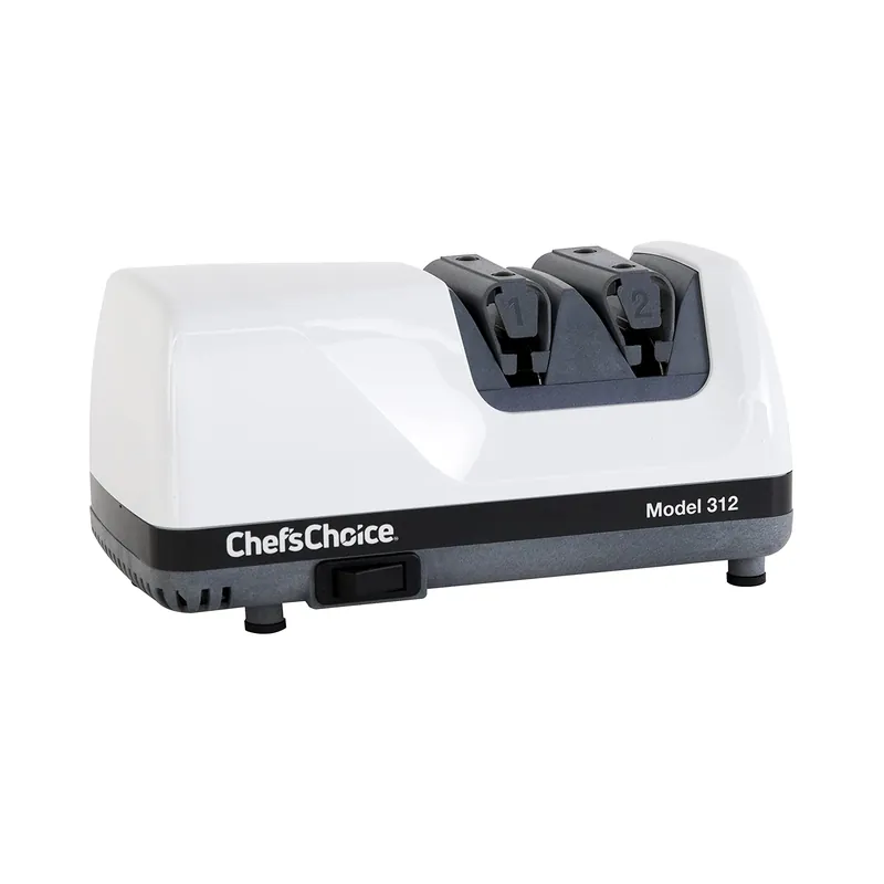 Chef‘sChoice Professional Electric Knife Sharpeners UltraHone With 100-Percent Diamond Abrasives And Precision Angle Guides For 20-Degree Straight-Edge and Serrated Knives, 2-Stage, White