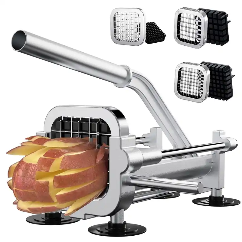 Eascandy French Fry Cutter, Heavy Duty Potato Slicer, Stainless Steel French Fries Cutter for Sweet Potato, Carrot, Yam, Cucumbers, 1/2&3/8&1/4 Cutter