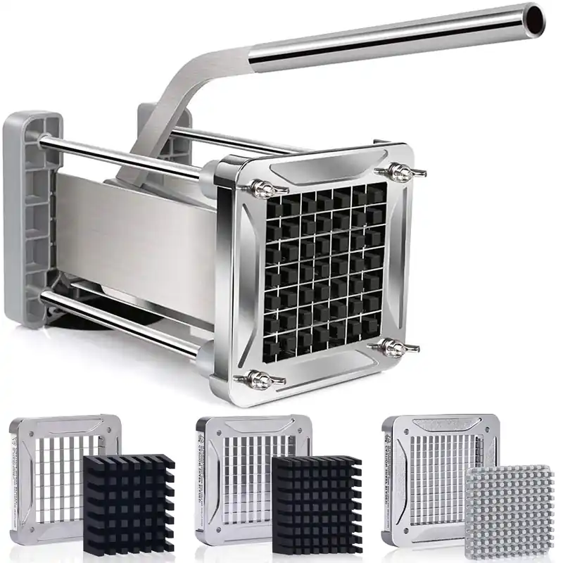 French Fry Cutter, Sopito Professional Potato Cutter Stainless Steel with 1/2-Inch and 1/4-Inch and 3/8-Inch Blade Great for Potatoes Carrots Cucumbers