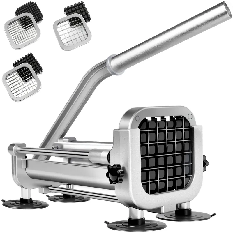 3Pcs French Fry Cutter, ZSCOOKLY Heavy Duty Potato Cutter Stainless Steel with 1/2-Inch and 1/4-Inch and 3/8-Inch Blade Great for Potatoes Carrots Cucumbers.