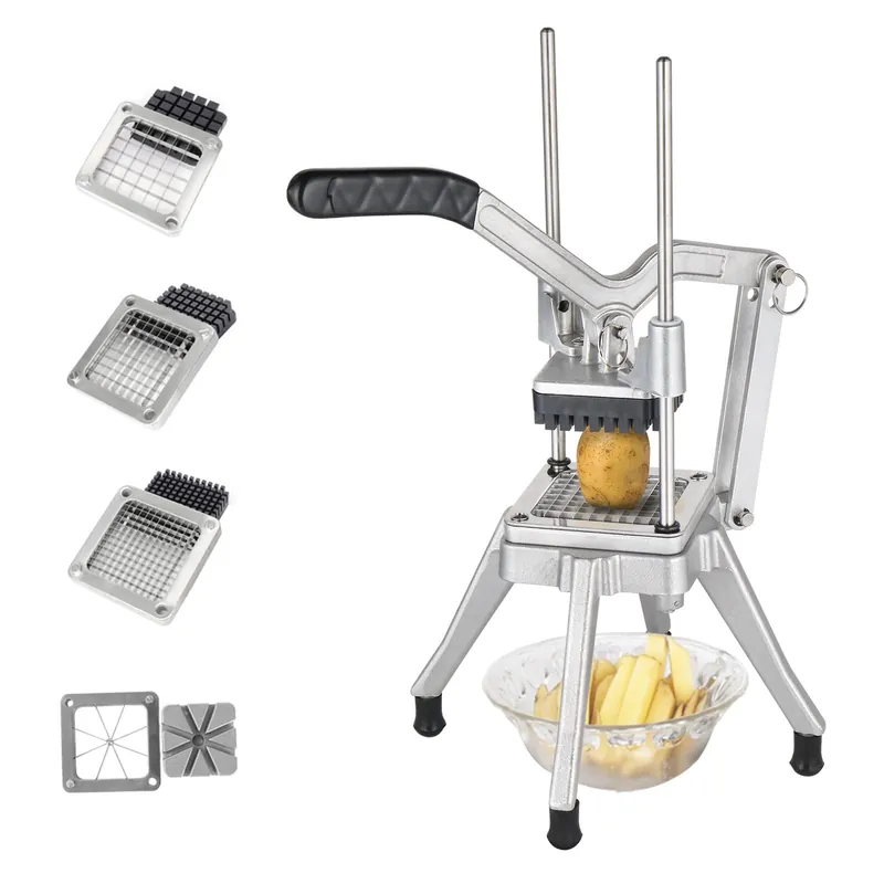 ROVSUN Commercial Vegetable Chopper French Fry Cutter Potato Slicer Fruit Chopper, Super Value Set of Suction Feet, 1/2‘‘, 3/8‘‘, 1/4‘‘, 8-Wedge Blades and Pusher Blocks for Restaurant, Home & Kitchen