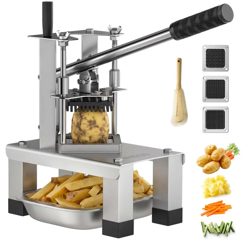 ARINOO French Fry Cutter,Professional Potato Cutter Slicer with Stainless Steel Blades,Stainless Steel Vegetable Chopper for Potato,Carrot,Cucumber,Onion,Home Use(3/8", 1/2", 1/4" Blades)
