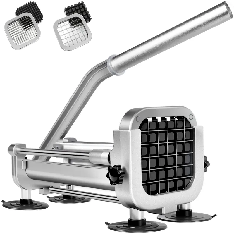 2Pcs French Fry Cutter, ZSCOOKLY Heavy Duty Potato Cutter Stainless Steel with 1/2-Inch and 1/4-Inch Blade Great for Potatoes Carrots Cucumbers.