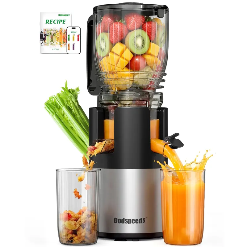 Godspeeds Juicer Machines with 5.8" Large Feed Chute, Slow Masticating Cold Press Juicer for Whole Fruits & Vegetables, Easy to Clean Design, High Juice Yield Home Juicer for Daily Wellness
