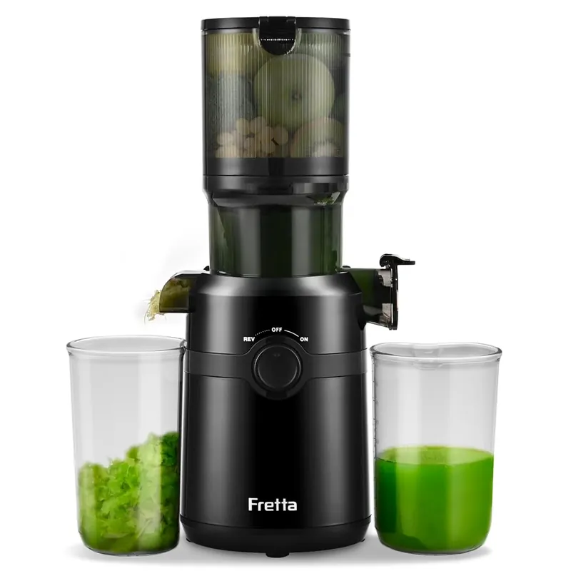 Juicer Machines,Fretta Cold Press Juicer Machines with American-Sourced PCTG Material,Fit Whole Fruits & Vegetables,Easy to Clean,Truly BPA-Free,Classic Black