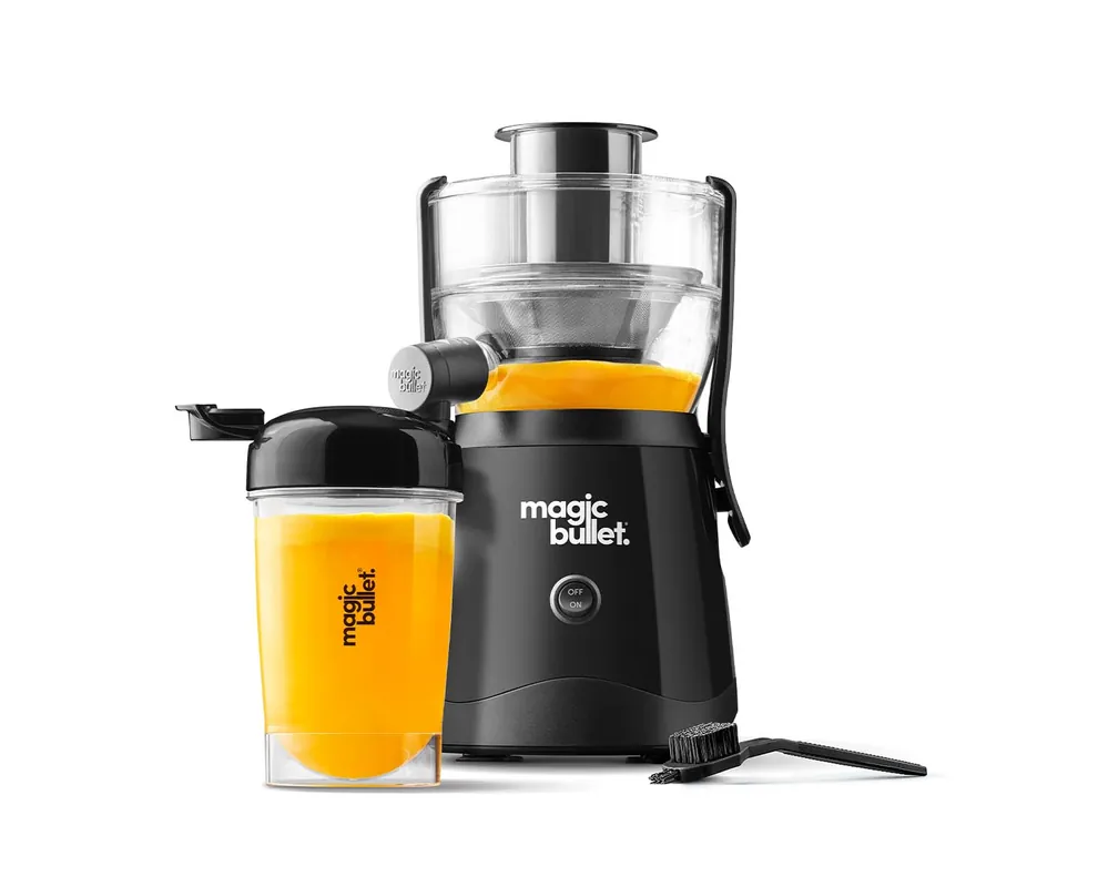 magic bullet Mini Juicer, Countertop Space-Saving, 2" Feed Chute for Fruits and Vegetables, 400W, 16oz Cup, Compact Design, Black, MBJ50100AK