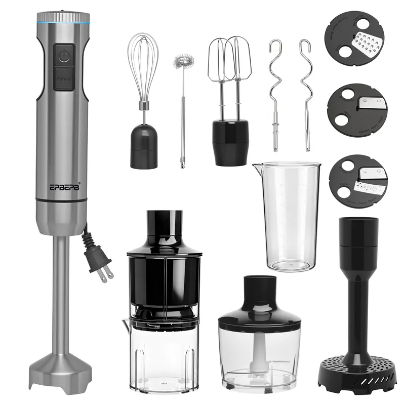 Handheld Immersion Blender Bundle, 1000W Powerful 12-in-1 Set for Smoothies,Orange Juicer,Minced meat,Milk frother,Egg Beater, Dough Hook, Vegetable Chopper, Potato Masher