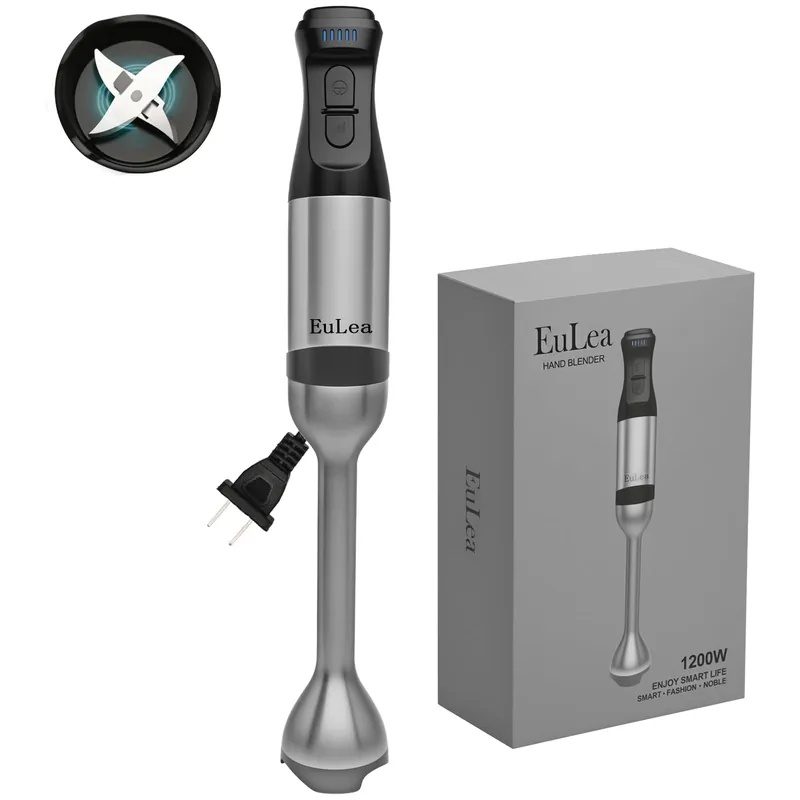 EuLea 2026 New Immersion Hand Blender, 1200W with 5-Speed Settings, Stainless Steel Blades,with scratch-resistant design, Gift Box Packaging. An Ideal Choice for Blending Soup, Mayonnaise