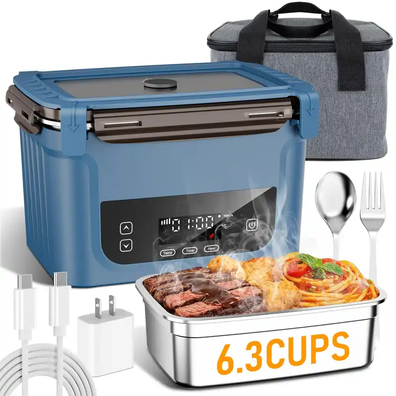 GALOKEO 2026 Upgraded Cordless Electric Lunch Box for Adults, 20,800mAh Battery-Powered Heated Lunch box, 6.3 Cup Self-Heating Lunch Box for Construction, Office & Truck