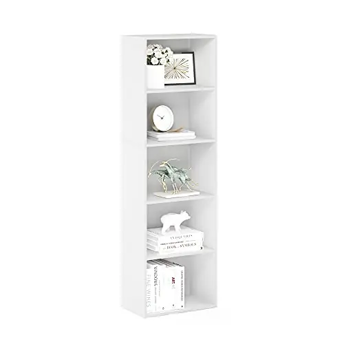 Furinno LUDER Book Shelf, 5-Tier Bookshelf, Bookcase with Open Shelves, 9.4 x 15.8 x 52, Easy Assembly
