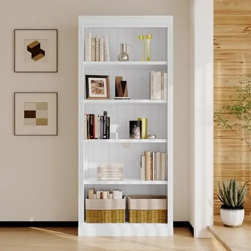 Merax 83.4" Tall Bookcase,Modern 5-Tier Decor Bookshelves with Adjustable Shelves