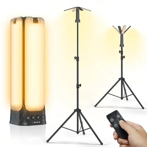 Clemas Camping Lights with Remote & Stand 8.2 Ft,14000 mAh Rechargeable Camping Lantern Tent Light, 6000 Lumen Magnetic Work Light,Portable Outdoor Light for Hiking,Camping,Emergency,Power Outages