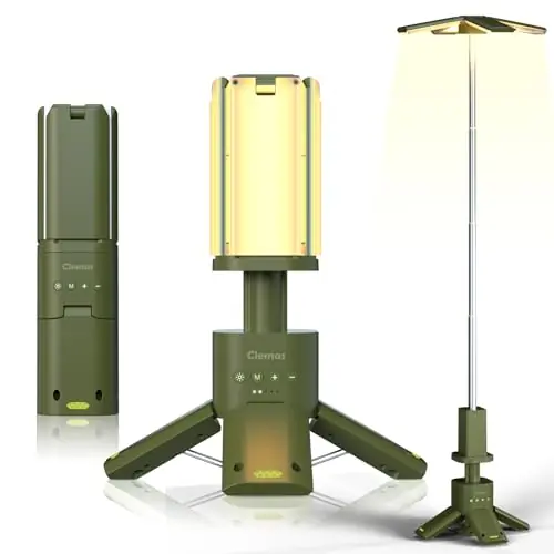 Telescopic Camping Lights Rechargeable 14000 mAh Led Multifunction Magnetic Lanterns Job Site Lighting Cordless Dimmable Camping Tent Lamp Portable Power Supply 6000LM IPX5 Waterproof (Green)