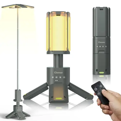 Clemas Telescopic Camping Lights with Remote Control,14000 mAh Rechargeable,6000LM Led Lanterns with Memory Function, Dimmable Magnetic Job Work Light,Tent Lamp,Portable Power Supply IPX5 (Space Gray)