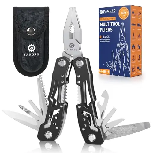 14-In-1 Multitool with Safety Locking, Professional Stainless Steel Multitool Pliers Pocket Knife, Bottle Opener, Screwdriver with Nylon Sheath ,Apply to Survival,Camping, Hunting and Hiking 6 Pcs