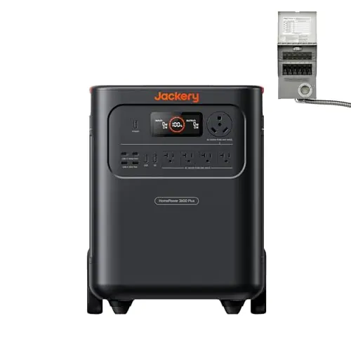 Jackery HomePower 3600 Plus Portable Power Station with Manual Transfer Switch, 3600W AC Output, 3584Wh LFP Solar Generator, Expandable up to 21kWh, Essential Home Backup for Home Use, Emergencies, RV