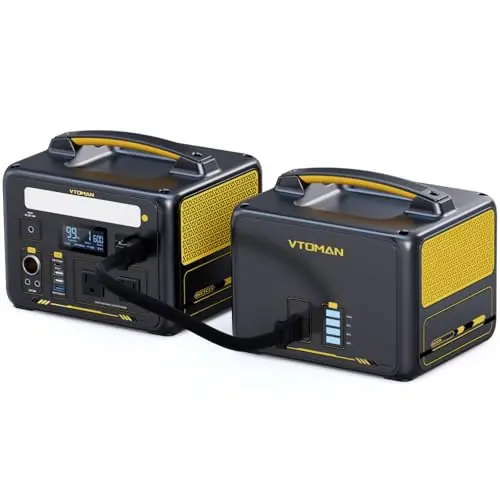 VTOMAN Jump600X 600W Portable Power Station with 640Wh Extra Battery, 939Wh Solar Generator LiFePO4 Battery, Peak 1200W AC Outlet, PD 60W USB-C, 3x12V/10A DC for Outdoor Camping, Off-grid, Home Backup
