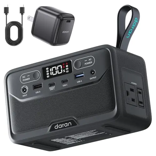 2026 Portable Power Station 28000mAh LiFePO4 Battery with 65W Charger, Solar Power Bank with AC Outlet 100W/110V, USB-C PD Two-Way Fast Charging Small Generator for Laptop, Camping, Home, Office