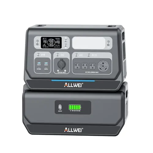 ALLWEI 2400W Portable Power Station with B200 PRO Expansion Battery, 4096Wh LiFePO4, 3600W Super Power Mode, 1500W AC Charging & 1200W Solar Charging Generator for Camping Home Outdoor Emergency
