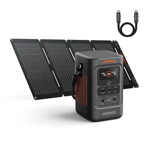 Jackery Explorer 240D Power Bank, 256Wh LiFePO4 Battery Portable Power Station, 200W DC Output with 40W Air Solar Panel