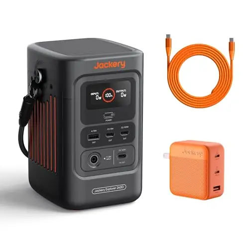 Jackery Portable Power Station Explorer 240D, 256Wh Backup Lithium Battery, with 102W GaN 3-Port Fast Charger