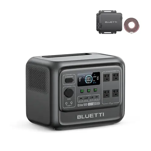 BLUETTI Elite 100 V2 Portable Power Station & Charger 1 (ships separately), 1024Wh LFP w/ 1800W AC, 560W DC-DC Charging, 1.8 H Full Charge via Car, Ideal for Car Camping, Vanlife, RV Travel
