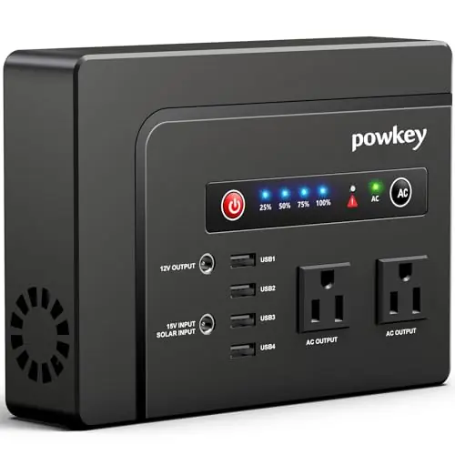 powkey Portable Power Station 200W, 146Wh Portable Solar Generator Battery Pack with 2 Pure Sine Wave AC Outlets/4 USB A/1 DC Port, Lithium Battery Backup Power Supply for Camping Travel Outdoor Home