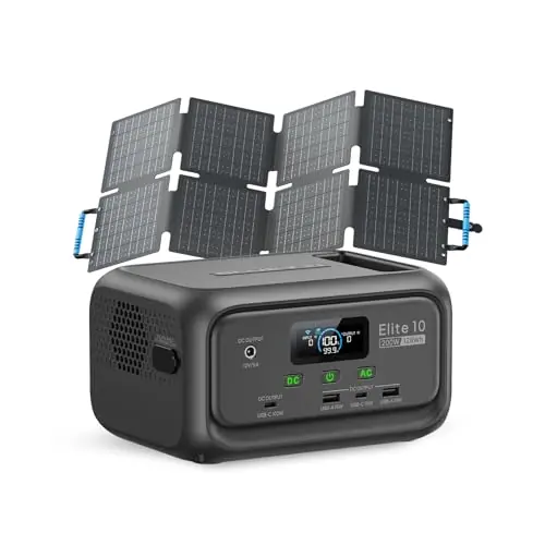 BLUETTI Solar Generator Elite 10 with 60W Solar Panel Included (Ship Separately), 128Wh Mini Power Station with 200W AC Outlet, Palm-Size Portable Power for Camping, Outages, and UPS Backup