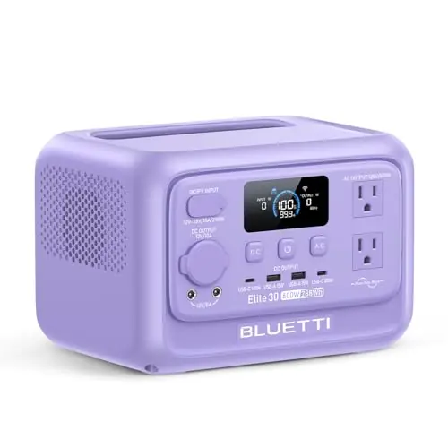 BLUETTI Elite 30 V2 Portable Power Station, 288Wh Solar Generator with 600W AC Outlet (Power Lifting 1500W), Fast Charging LiFePO4 Battery, UPS Backup Power for Camping, Road Trip, Outage