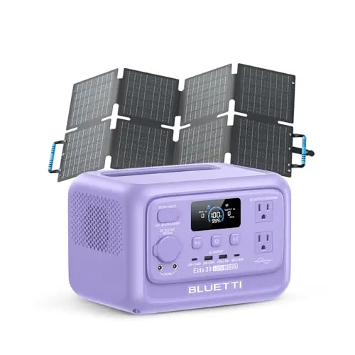BLUETTI Elite 30 V2 Solar Generator with 60W Solar Panel (Ships Separately), 288Wh LiFePO4 Portable Power Station, 600W AC Ports (1500W Power Lifting), UPS Backup Power for Camping, Road Trip, Outage